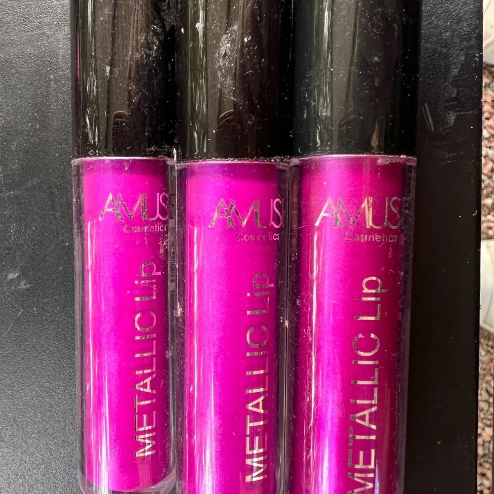 New AMUSE Metallic Liquid Lipstick‎ - Lot of 3: LIP2093- 2x 6 And 1X1 Free GiFT